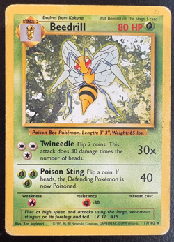 Pokemon TCG Beedrill Base Set 17/102 Regular Rare HP - Image 1