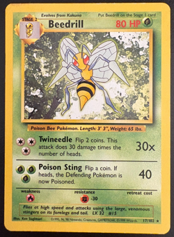 Pokemon TCG Beedrill Base Set 17/102 Regular Rare MP - Image 1