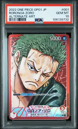 2022 One Piece Japanese Romance Dawn - Alt Art Roronoa Zoro L #OP01-001 - PSA 10 - Image 1