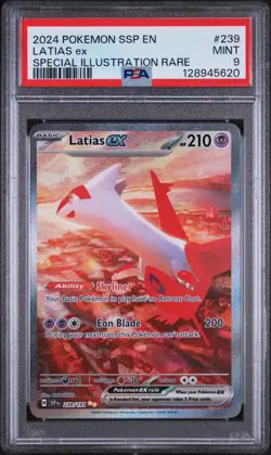 Pokemon Latias EX TCG Surging Sparks 239/191 Special Illustration Rare PSA 9 - Image 1
