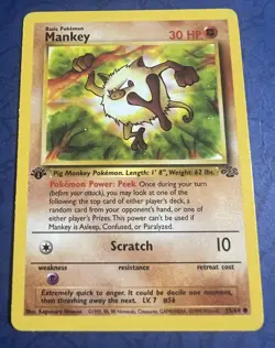 Pokemon TCG Mankey Jungle 55/64 Non Holo 1st Edition Playable Card-unplayed - Image 1
