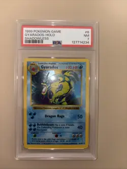 Pokemon TCG Gyarados Shadowless Base Set Vintage WOTC Card 006/102 PSA 7 - Image 1
