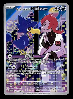 Team Rockets Murkrow Illustration Rare Destined Rivals NM, 200/182 Pokemon Card - Image 1
