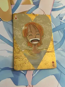 Official One Piece Jump Gold Playing Card Mint - Nami Three of Hearts - Image 1