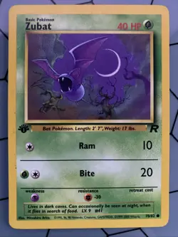 Pokemon TCG Zubat 70/82 Team Rocket Regular 1st Edition Card - Image 1