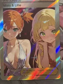 Pokemon Misty & Lillie Anime Waifu Custom DIY Trainer Art Sexy Pokemon card - Image 1