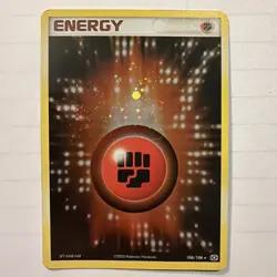 Pokemon Fighting Energy 106/106 Holo Swirl EX Emerald Moderate Play - Image 1