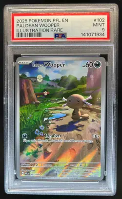 2025 Pokemon Phantasmal Flames Paldean Wooper Illustration Rare #102/094 PSA 9 - Image 1