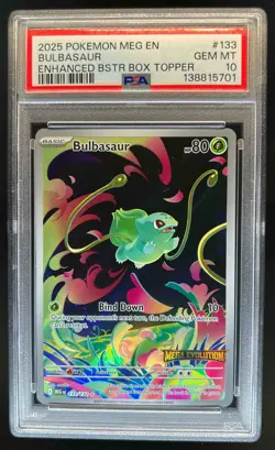 2025 Pokemon Mega Evolution Bulbasaur Illustration Rare #133/132 PSA 10 - Image 1