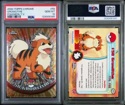 Pokemon PSA 10 Growlithe T.V. #58 Topps Chrome - Image 1
