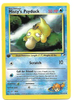 Pokemon 1st Edition Misty's Psyduck 54/132 Gym Heroes LP Vintage - Image 1