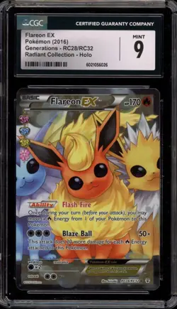 CGC 9 MINT Flareon EX RC28/RC32 RADIANT COLLECTION Generations Pokemon Card - Image 1