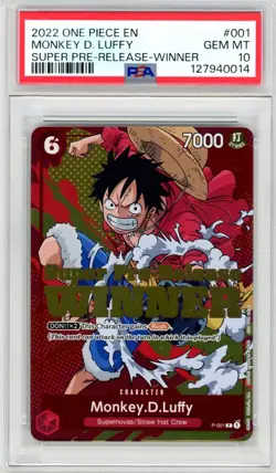 2022 ONE PIECE PROMOS SUPER PRE-RELEASE-WINNER #001 MONKEY D. LUFFY PSA 10 - Image 1