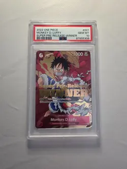 2022 ONE PIECE PROMOS SUPER PRE-RELEASE-WINNER #001 MONKEY D. LUFFY PSA 10 - Image 1
