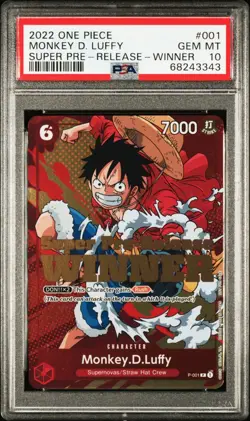 2022 ONE PIECE PROMOS SUPER PRE-RELEASE-WINNER #001 MONKEY D. LUFFY PSA 10 - Image 1