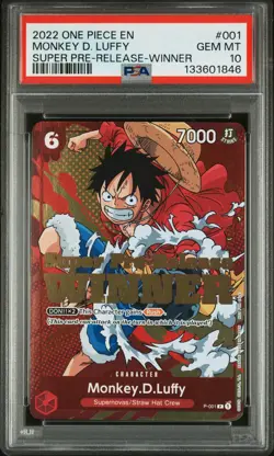 2022 ONE PIECE PROMOS SUPER PRE-RELEASE-WINNER #001 MONKEY D. LUFFY PSA 10 - Image 1