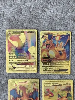 Set of 15 Charizard V, VMax, GX &More Gold Foil Fan Art Cards - Image 2