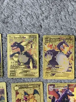 Set of 15 Charizard V, VMax, GX &More Gold Foil Fan Art Cards - Image 3