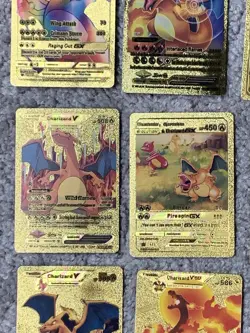 Set of 15 Charizard V, VMax, GX &More Gold Foil Fan Art Cards - Image 4