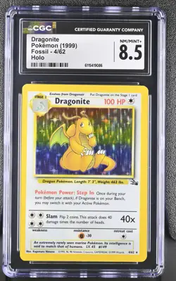 CGC 8.5 Dragonite 1999 Fossil 4/62 Holo Pokemon Card - Image 1