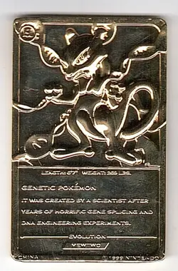 1999 MEWTWO #150 Gold Bar Card Limited Edition Burger King Gold Plated Pokemon - Image 2