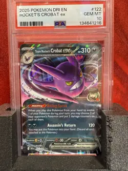 2025 Pokemon Destined Rivals #122 Rocket’s Crobat EX PSA 10 Gem Mint - Image 1