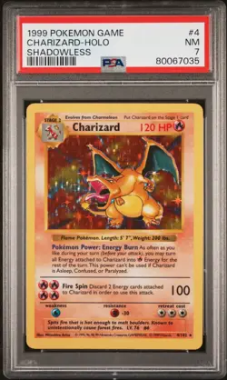 PSA 7 - 1999 POKEMON BASE SET SHADOWLESS #4 CHARIZARD-HOLO - Image 1