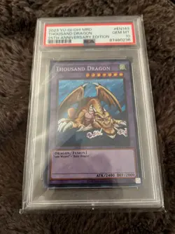 2023 25th Anniversary Yugioh THOUSAND DRAGON 1st Edition MRD-143 Secret PSA 10 - Image 1