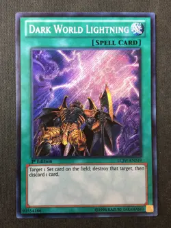 Yu-Gi-Oh #LCJW-EN249 Dark World Lightning 1st Edition Secret Rare MP (Crease) - Image 1