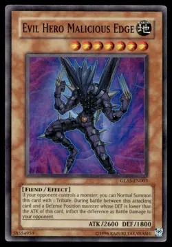 Yu-Gi-Oh TCG Gladiator's Assault #GLAS-EN003 Evil Hero Malicious Edge Super Rare - Image 1