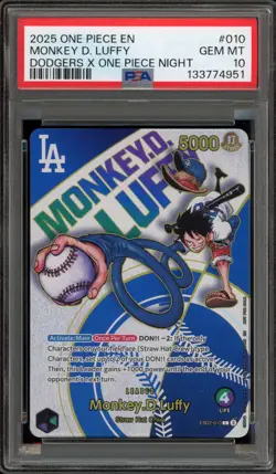 One Piece CCG Monkey.D.Luffy Dodgers X One Piece Night EB02-010 PSA 10 Gem Mint - Image 1