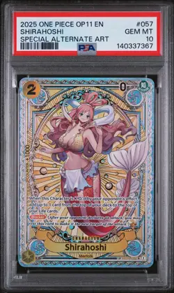 2025 ONE PIECE OP11-A FIST OF DIVINE SPEED #057 SHIRAHOSHI PSA 10 - Image 1