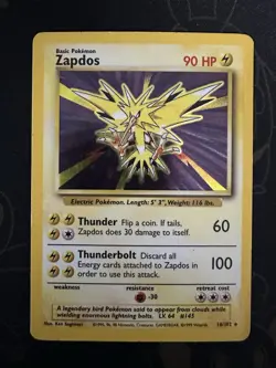 Pokemon Zapdos Base Set Holo Rare Card 16/102 Unlimited - Image 1