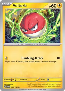 Pokemon TCG - Voltorb 100/165 Sv: Scarlet & Violet 151 Reverse Holo - Image 1