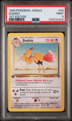 POKEMON CARD 1999 PSA 9 MINT JUNGLE SET 1ST EDITION #34 Dodrio - Image 1