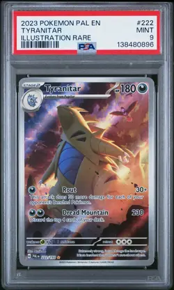2023 POKEMON PAL EN-PALDEA EVOLVED ILLUSTRATION RARE #222 TYRANITAR PSA 9 - Image 1