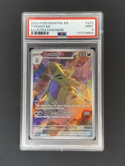 2023 POKEMON PAL EN-PALDEA EVOLVED TYRANITAR#222 ILLUSTRATION RARE PSA 9 - Image 1