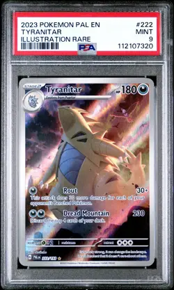 2023 POKEMON PAL EN-PALDEA EVOLVED ILLUSTRATION RARE #222 TYRANITAR PSA 9 - Image 1
