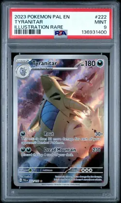 2023 POKEMON PAL EN PALDEA EVOLVED 222 TYRANITAR ILLUSTRATION RARE PSA 9 - Image 1