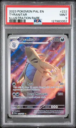 2023 POKEMON PAL EN-PALDEA EVOLVED ILLUSTRATION RARE #222 TYRANITAR PSA 9 - Image 1