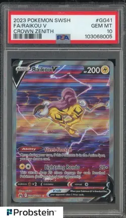2023 Pokemon TCG SWSH Crown Zenith #GG41 Raikou V FA PSA 10 GEM MINT - Image 1