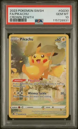 2023 Pokemon Sword And Shield Crown Zenith #GG30 Fa/Pikachu Crown Zenith PSA 10 - Image 1