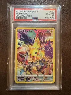 2023 POKEMON SWORD AND SHIELD CROWN ZENITH #160 FA/PIKACHU CROWN ZENITH PSA 10 - Image 1