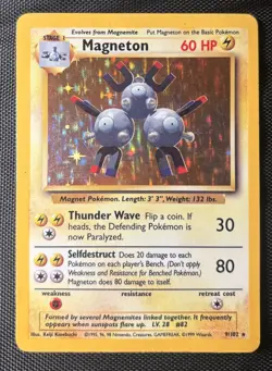 Pokemon Cards Magneton 9/102 Holo Rare Base Set UNLIMITED - (MP) - Image 1