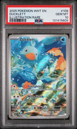 2025 POKEMON WHT EN-WHITE FLARE ILLUSTRATION RARE #109 DUCKLETT PSA 10 - Image 1