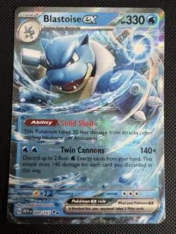 Pokemon Blastoise ex #009/165 SV: Scarlet & Violet 151 Near Mint or Better - Image 1