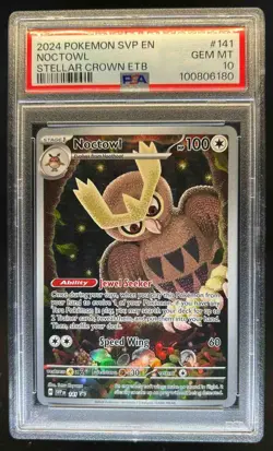 2023-25 Pokemon SV Black Star Promos SVP EN Noctowl #141 PSA 10 - Image 1