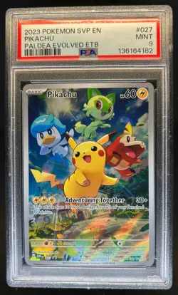 2023-25 Pokemon SV Black Star Promos SVP EN Pikachu #027 PSA 9 - Image 1