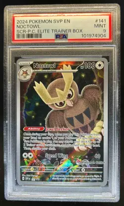 2023-25 Pokemon SV Black Star Promos SVP EN Noctowl Center VAR #141b PSA 9 - Image 1