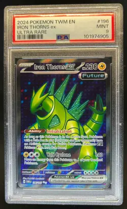 2024 Pokemon Twilight Masquerade Iron Thorns ex Ultra Rare #196/167 PSA 9 - Image 1